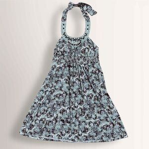 Candie’s Y2K Beaded Halter Blue Midi Dress size Large